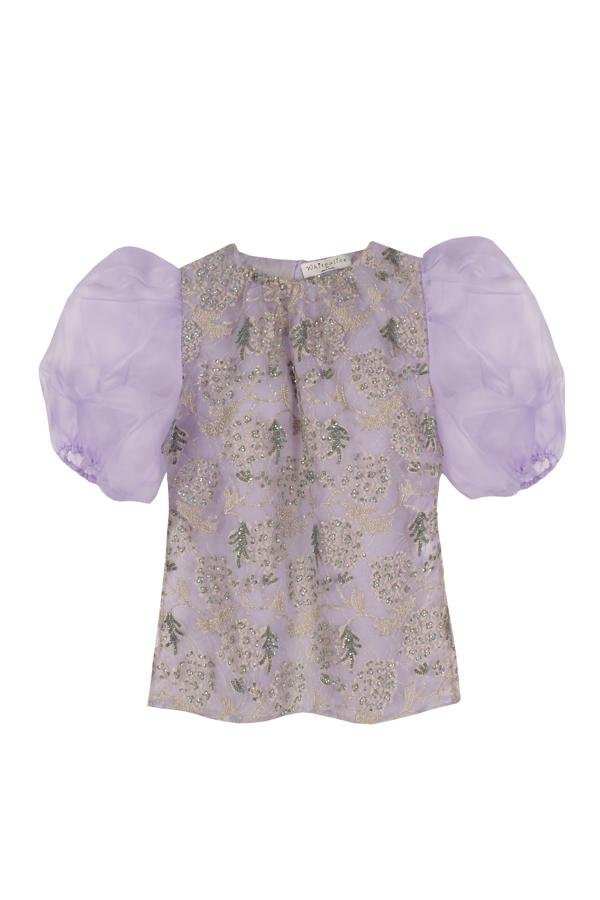 Top con mangas abullonadas de organza, de Alicia Rueda.