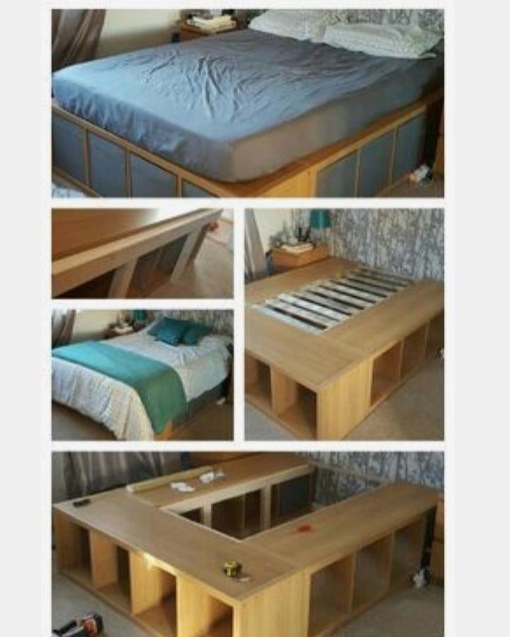 Tienes una cama de 90 y quieres dar el paso a una de matrimonio pero no tienes demasiado dinero para un canapé en condiciones. ¡No te preocupes! Porque si le añades a tu somier de 90 unas estantería Kallax (39 euros) no sólo podrás poner un colchón más grande encima sino que tendrás espacio de almacenaje debajo del mismo. Y en cada hueco de la estantería, puedes poner una cesta Dröna (4 euros) o un accesorio con dos cajones Kallax (15 euros), lo que prefieras.