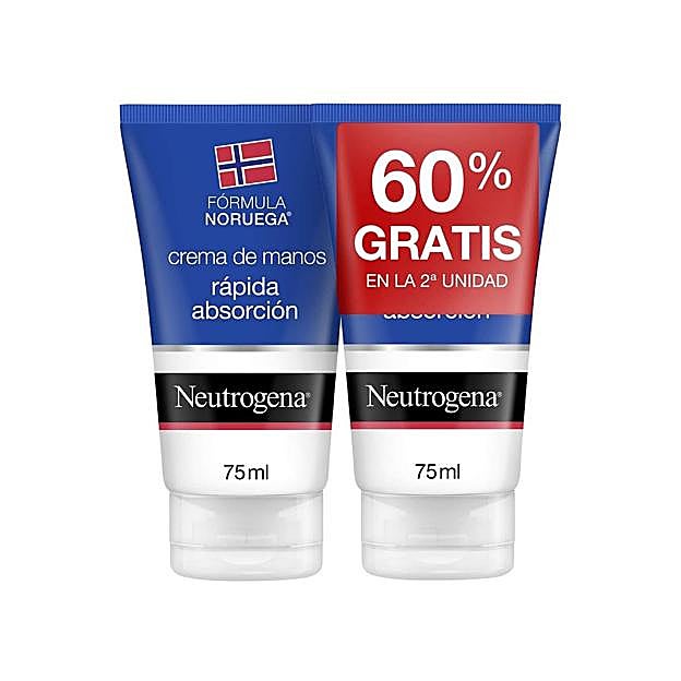 Crema de manos 'rápida absorción' de Neutrogena que nutre y repara la piel. (Pack de 2, 7,86 euros).