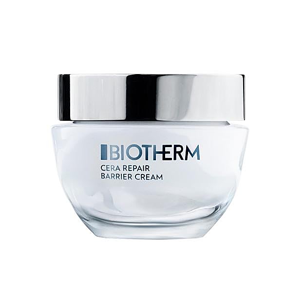 Cera Repair Barrier Cream de Biotherm. Una crema que refuerza la barrera de la piel, la protege frente a los agentes externos más dañinos y retrasa los primeros signos de envejecimiento gracias a sus potentes ceramidas y su acción probiótica. (46 euros).