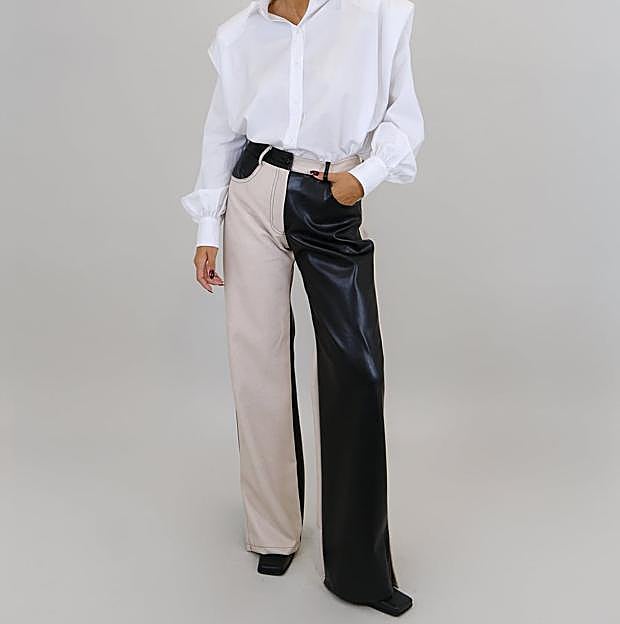 Imagen principal - De Alba Carrillo a las influencers: los pantalones más originales y estilosos son los bicolor (y están en el low cost)