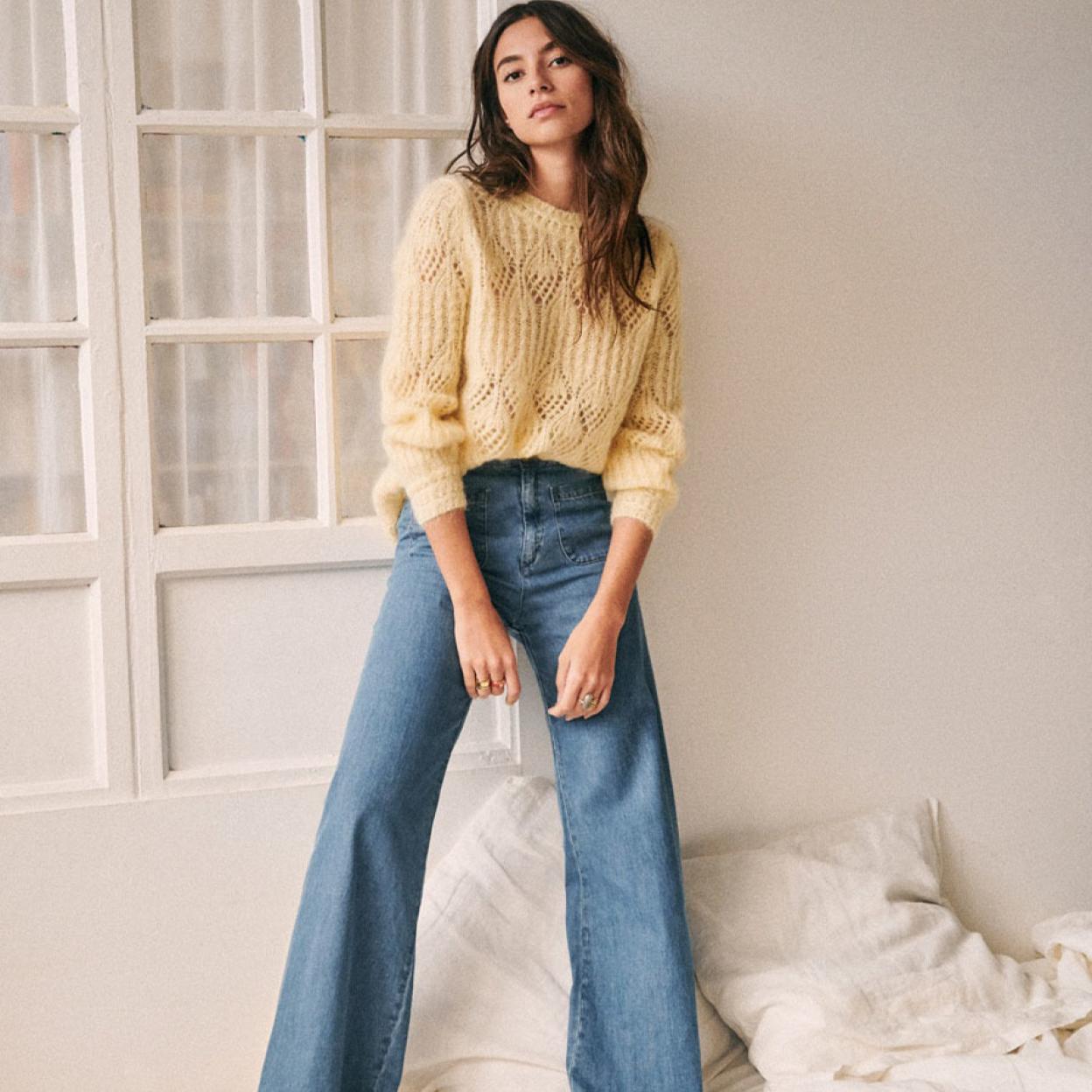 Los vaqueros wide leg se han convertido en los reyes de la nueva temporada. Elige un diseño en colores pastel para triunfar con tus looks de primavera. 