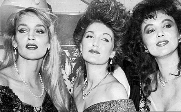 Jerry Hall, Francesca Thyssen y Marie Helvin en 1987.