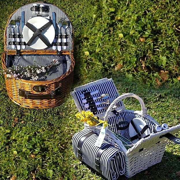 La cesta redonda, de dos servicios, tiene un precio de 110 euros y la cuadrada, de cuatro servicios, cuesta 148 euros. 