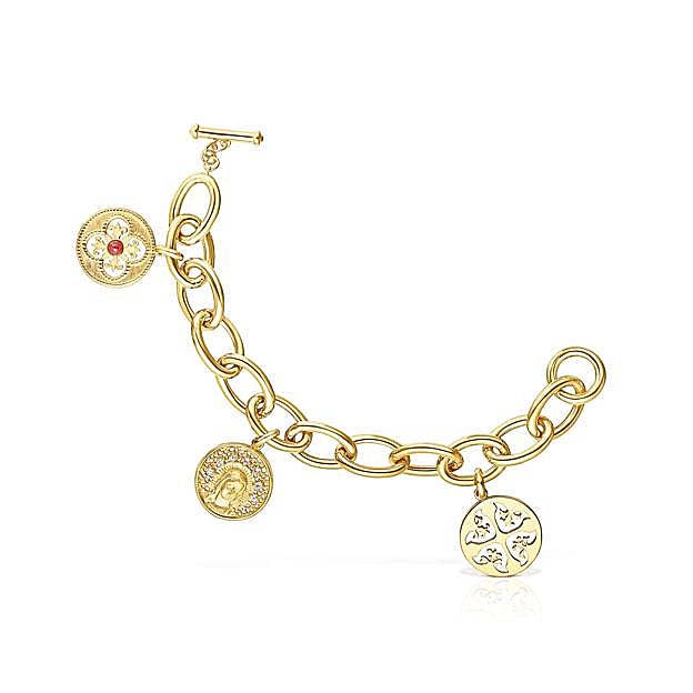 Pulsera medallas de plata vermeil, topacios y rubí Tamara Falcó X TOUS (500 euros).