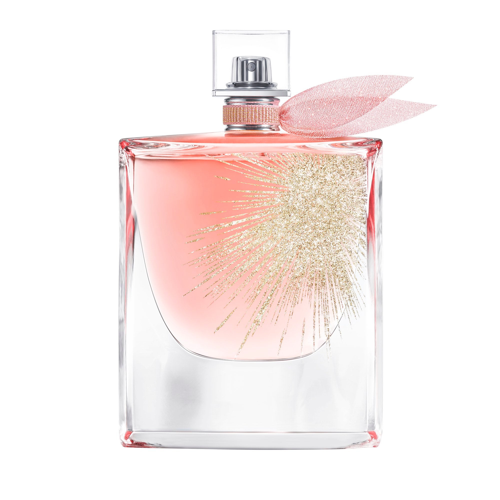 La icónica fragancia de Lancôme cumple 10 años y lo celebra con esta edición limitada aún más optimista, Oui, La vie est belle. El frasco se adorna con unos fuegos artificiales de purpurina y el aroma se vuelve aún más floral (100 euros / 50 ml).