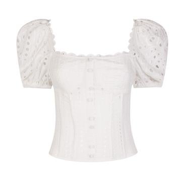 Imagen secundaria 1 - Blanco y calado: la tendencia que arrasa en vestidos, monos, pantalones o camisas y que huele a verano