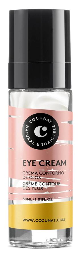 Contorno de ojos a base de cafeína, ácido hialurónico, karité y germen de trigo. 