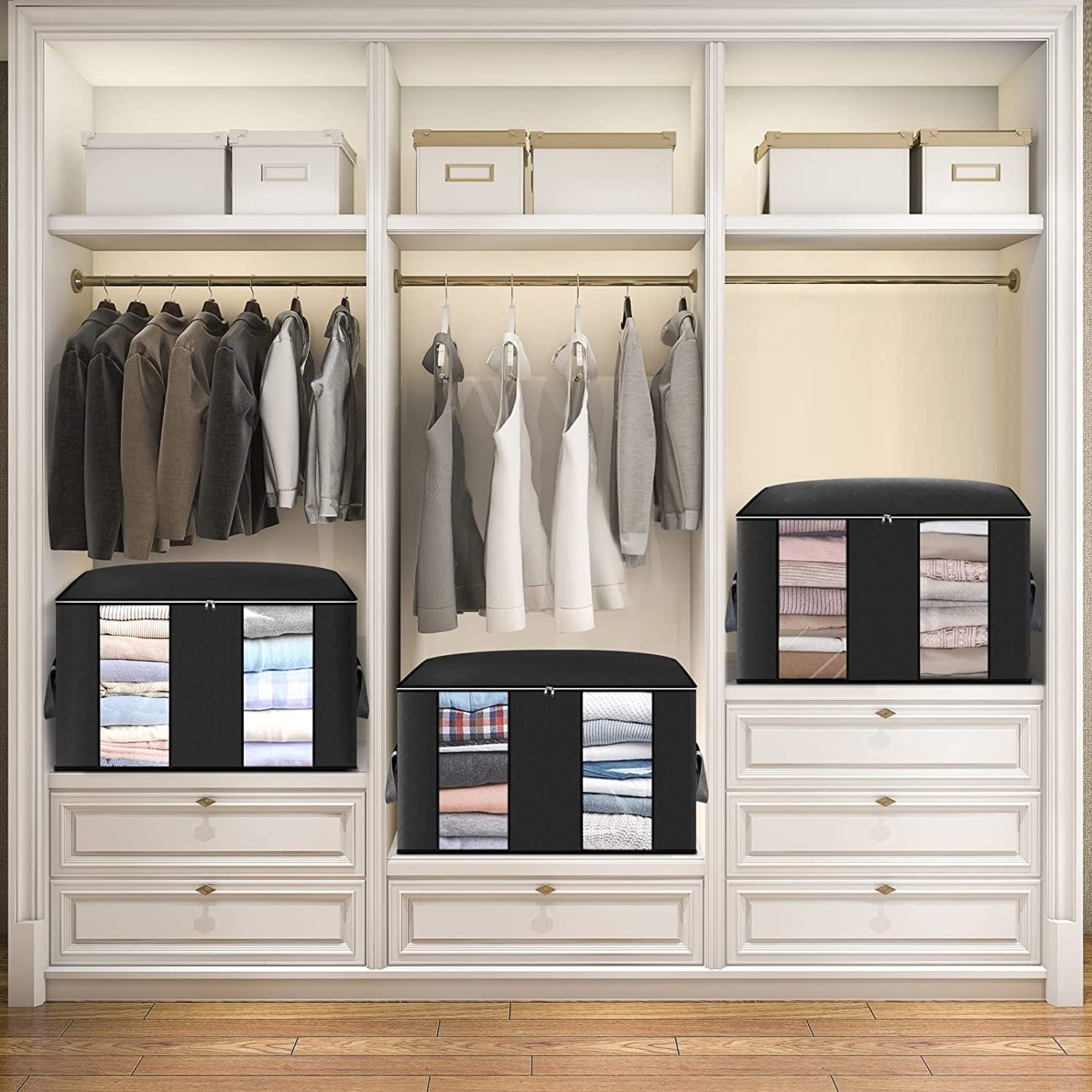 Los jerseis y prendasde punto, las mantas y edredones, las toallas... Toda esa ropa que necesitas guardar, ocupa mucho espacio pero no viene mal tener siempre a mano estará mejor conservada, libre de polvo y ordenada en estas bolsas que puedes  comprar en Amazon  por 18.99 euros el pack, y que al tener una zona transparente, nos ayuda a encontrar todo con facilidad de forma mucho más rápida.