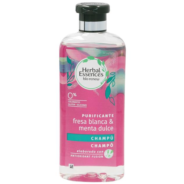 Devuelve la vida a tu pelo con la frescura de la fresa blanca y menta dulce de Herbal Essences Bio Renew. Aportarás vitalidad a tu cabello desde el primer uso. Precio: 4,27 €.