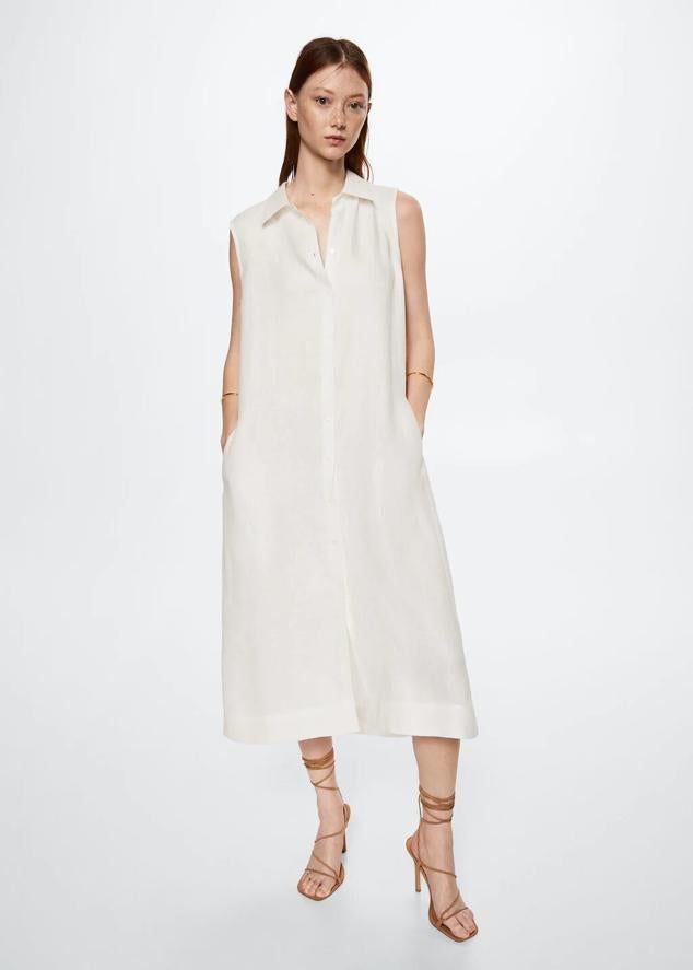 Si hay un vestido camisero clásico, sin duda, es este de Mango. Todo un básico en el que invertir esta temporada y que podrás combinar con multitud de opciones, desde zapatillas y alpargatas hasta sandalias con o sin tacón.