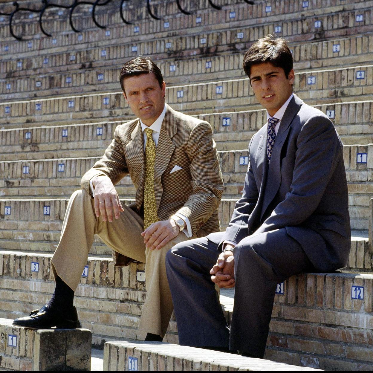 Juan Antonio Ruiz, Espartaco, junto a Francisco Rivera Ordóñez en la plaza de toros de la Maestranza. 