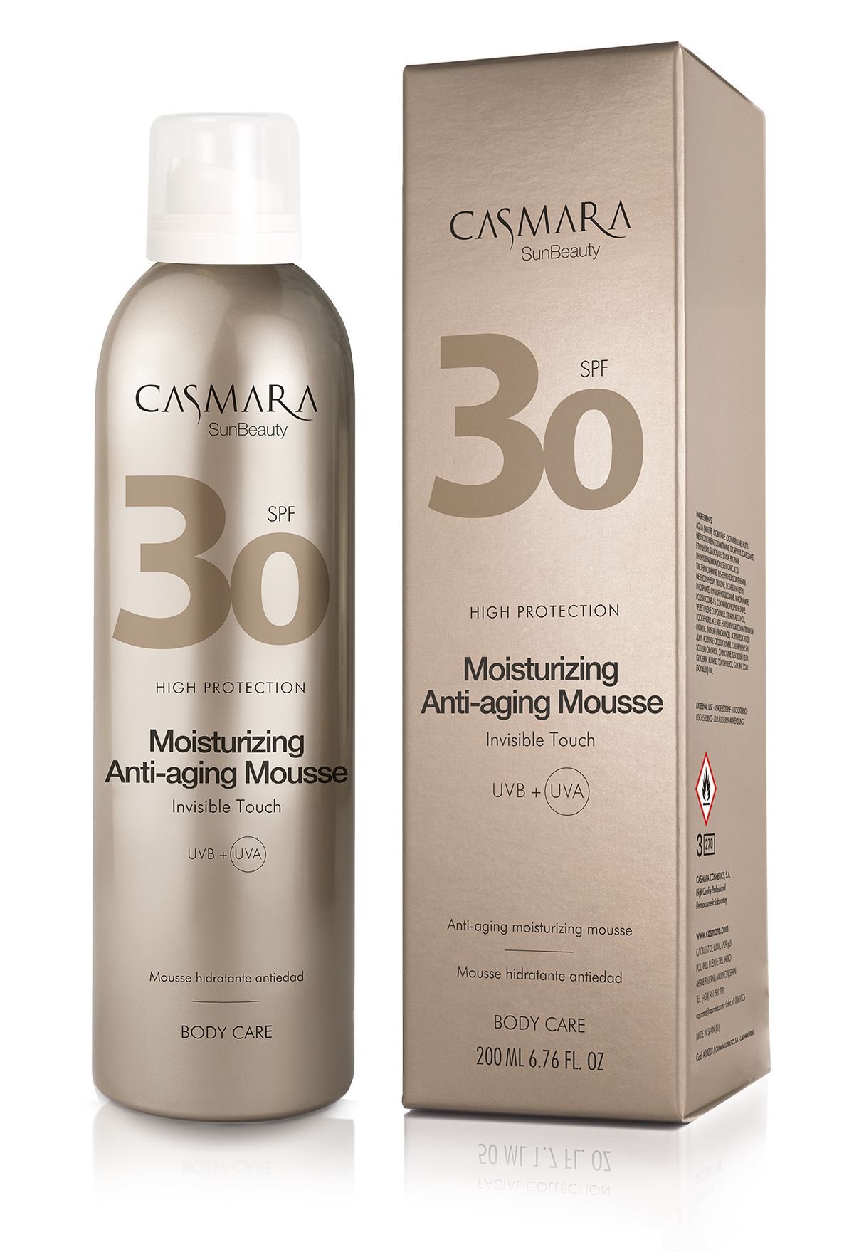 Moisturizing Anti-Aging Mousse SPF 30 de Casmara (29,30 euros) posee propiedades hidratantes y anti[1]edad gracias a la niacinamida (Vitamina B3) y L-Carnosina, dos potentes ingredientes que previenen y mejoran los signos visibles de la edad, reafirman en profundidad, revitalizan la piel y previenen la aparición de manchas. 
