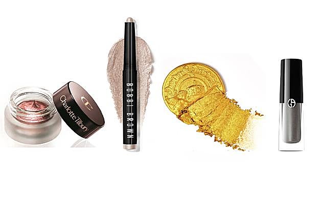 CHARLOTTE TILBURY. Sombra en crema Eyes to Mesmerise (30 €). BOBBI BROWN. Long-Wear Cream Shadow Stick (35,50 €). PAT MCGRATH LABS X BRIDGERTON. Iluminador Skin Fetish Sublime Skin (64,99 €, en Sephora). GIORGIO ARMANI BEAUTY. Eye Tint tono 60 Aurore (27,50 €).