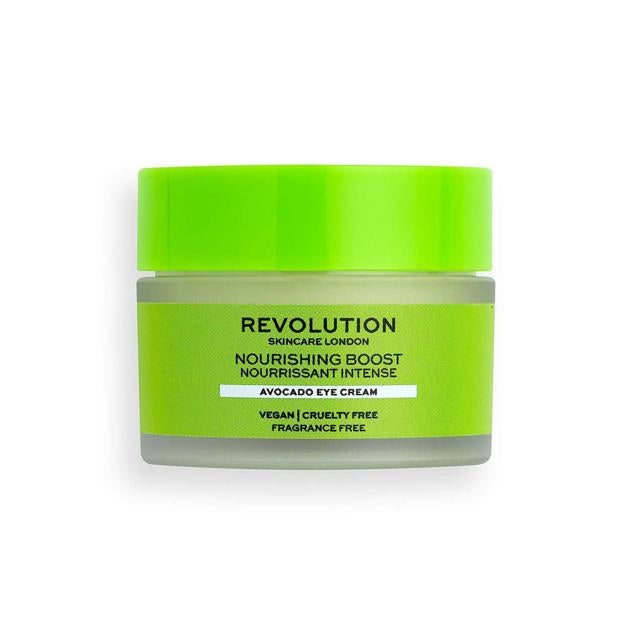 La Nourishing Avocado Eye Cream de Revolution es una crema para el contorno de los ojos ultrahidratante y supernutitiva que deja la zona reconfortada, flexible, hidratada, rellena y luminosa con efecto duradero, así como trata los signos de fatiga y la edad. Además, a presar de ser una textura rica no deja una sensación pesada o grasienta. Está formulada con aceite de aguacate, manteca de karité y aceite de oliva. Cómpralo aquí