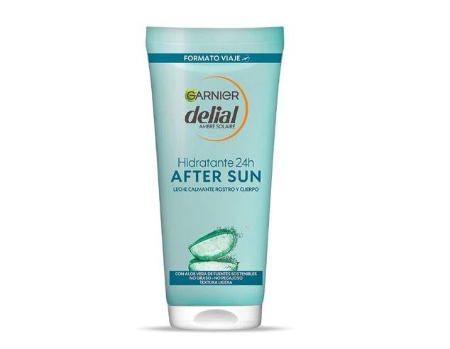 Garnier Delial aftersun cuenta con fórmula novedosa enriquecida de minerales y vitaminas junto con la aloe vera. Además, alivia la tirantez, nutre y rehidrata durante 24 horas. Precio: 4,70 €.