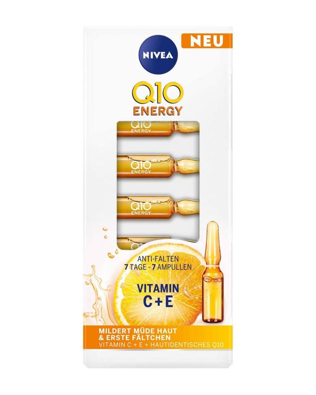 Las Q10 Energy de Nivea combinan las vitaminas C y E con Q10 para mejorar el metabolismo de la piel.  Cómpralo aquí