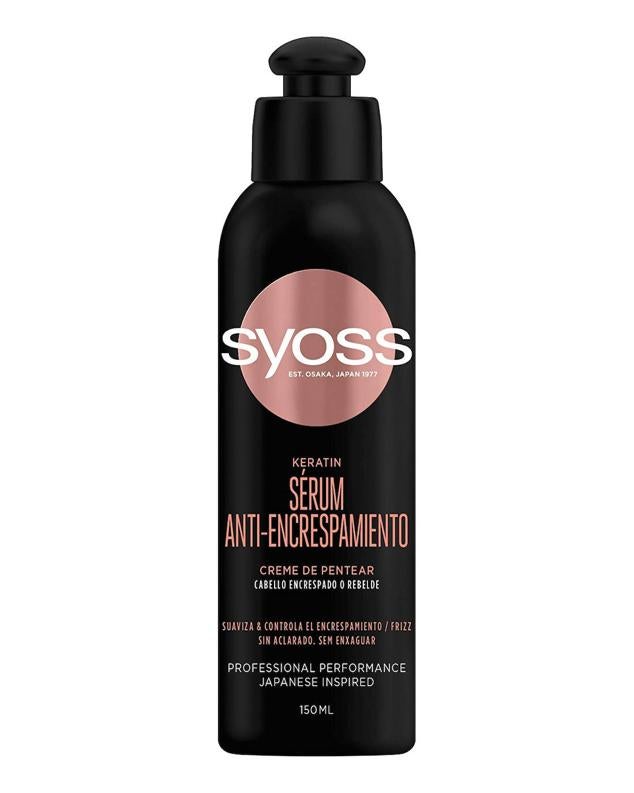 El Sérum Anti-Encrespamiento de Syoss es una crema de peinado que repara el cabello.  Cómpralo aquí
