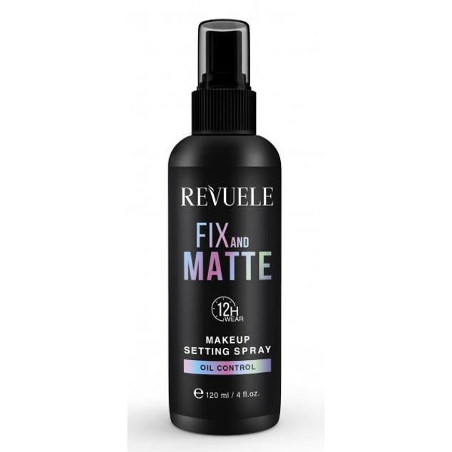 El Fix and Matte Makeup Setting Spray de Revuele ofrece una eficacia de hasta 12 horas.  Cómpralo aquí