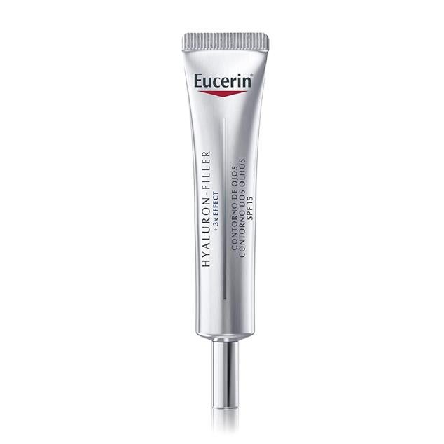 Crema para el contorno de ojos que ayuda a difuminar las arrugas en la zona de las patas de gallo. Su fórmula combina ácido hialurónico de peso molecular alto y bajo para rellenar las arrugas existentes y las que están apareciendo. Además, contiene glicina saponina para estimular la producción de ácido hialurónico de la propia piel. También cuenta con factor de protección solar SPF15+ y protección UVA, que contribuye a reducir el envejecimiento prematuro. Precio: 18,11 euros en PromoFarma (precio habitual: 20,35 euros). Cómpralo aquí