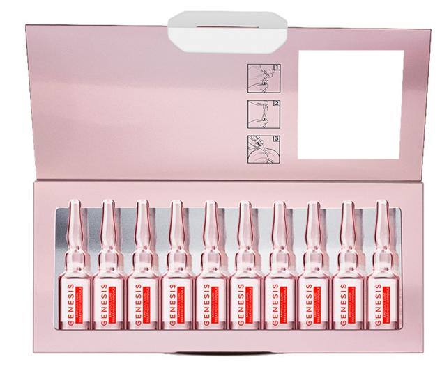 K-Genésis son ampollas fortificantes para el cabello, pensadas para aquellos que tienden a la caída. La concentración de ingredientes actúa en profundidad en el cabello, mientras que ayuda a que recupere su belleza natural. Se recomienda utilizar una vez al día durante seis semanas para resultados óptimos. (10 ampollas, 55,30 euros).