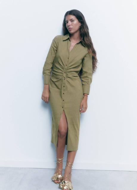 Imagen - Vestido camisero con detalles fruncidos de Zara