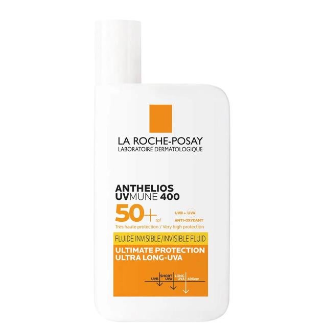 Anthelios UVMune 400 de La Roche-Posay es una crema protectora fluida y ligera con acabado invisible y SPF50+. Está enriquecida con el filtro MEXORYL400 para proteger de los rayos UVA, UVB y ultra-largos. Además, resiste al agua y al sudor, no engrasa la piel, es hipoalergénica y se puede emplear bajo el maquillaje. Cómpralo aquí