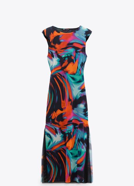 Imagen - Vestido de tul con manga corta de Zara. Foto: Zara.