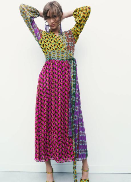 Imagen - Vestido midi patchwork multicolor