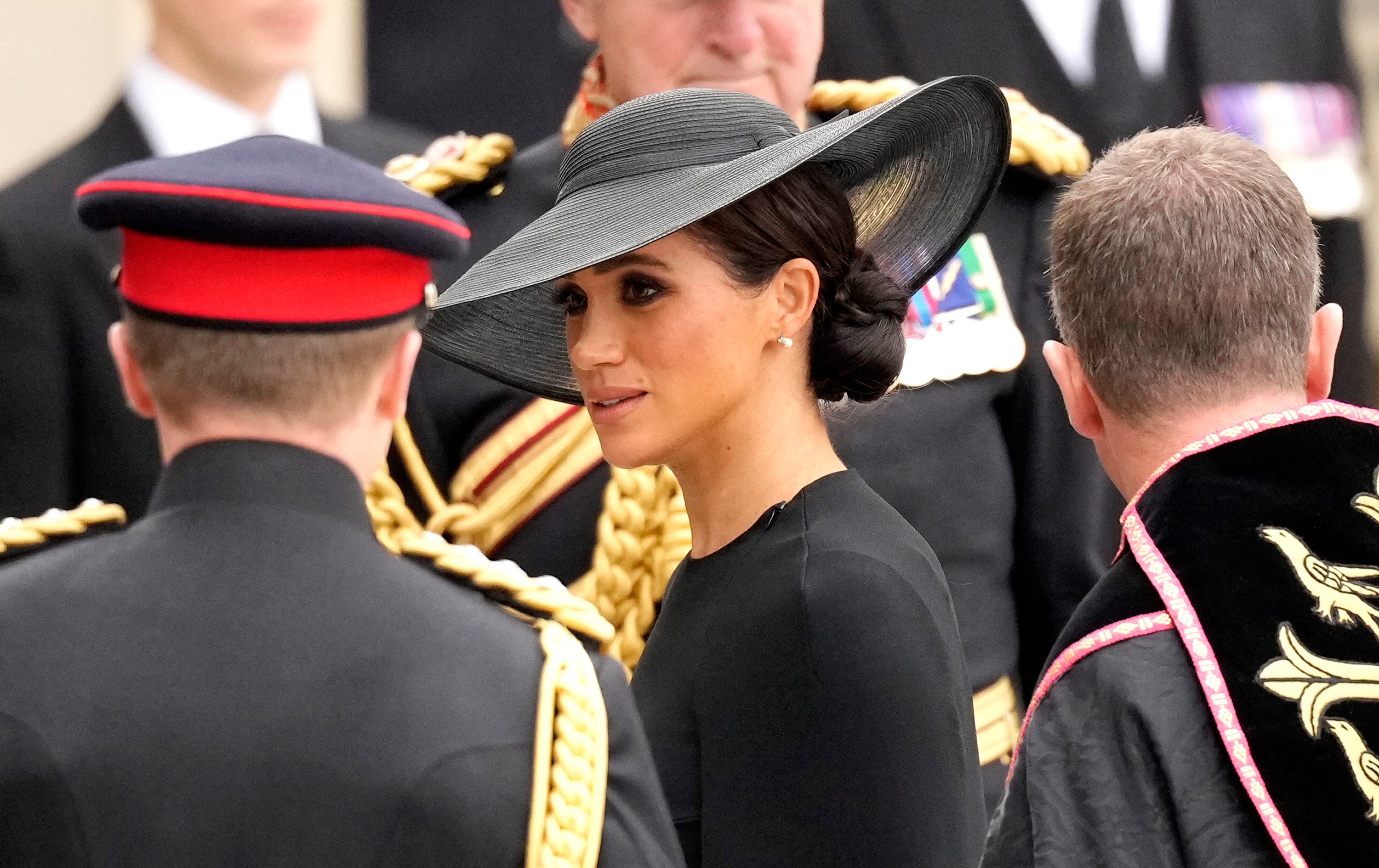 Meghan Markle, a su llegada al funeral de la reina Isabel II de Inglaterra