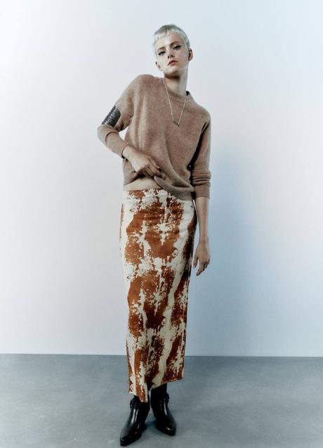 Imagen - Falda satinada midi con print de vaca