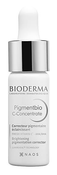 Imagen principal - En grande, el pigmentbio C-Concentrate de BIODERMA (24,95€). A continuación, el sérum despigmentante Pure Niacinamide 10 de LA ROCHE POSAY (39,50€). Finalmente, el Neoretin Discrom Control Concentrate de CANTABRIA LA BS (46,24€).