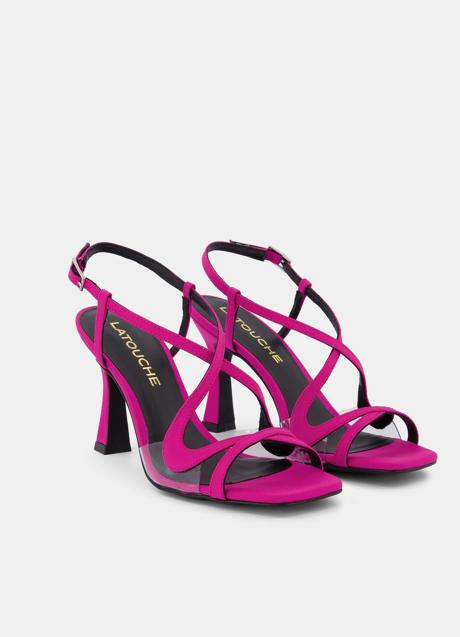 Imagen - Sandalias de tacón con tejido de raso en color fuscia de Latouche. Foto: Latouche.