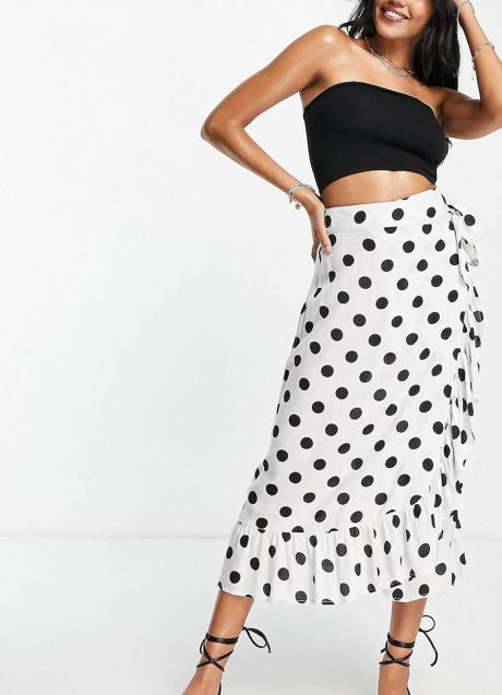Imagen - Falda midi con volante y lunares