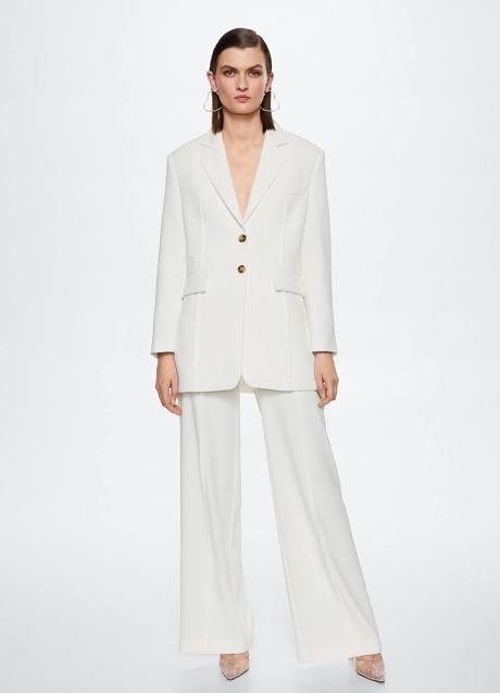 Imagen - Traje blanco con americana y pantalón ancho de vestir