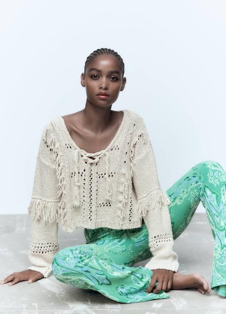 Imagen - Jersey rústico con flecos en tono arena