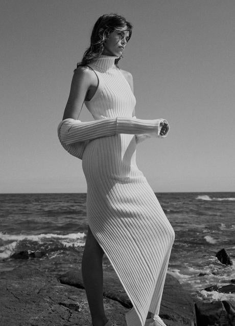 Imagen - Vestido canalé blanco sin mangas