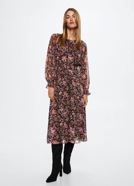 Imagen - Vestido midi con floral print rosa