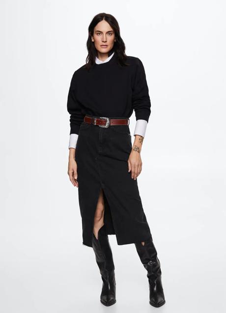 Imagen - Falda denim con abertura frontal de Mango. Foto: Mango.