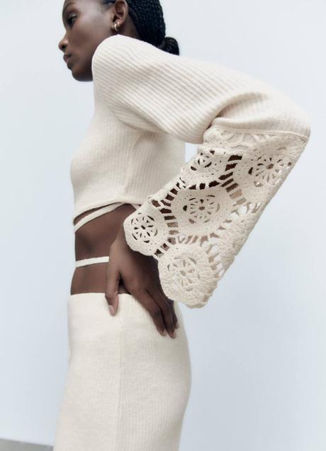 Imagen - Top cropped de punto con detalles de crochet