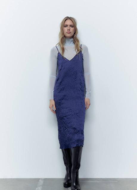 Imagen - Vestido midi lencero efecto arrugado
