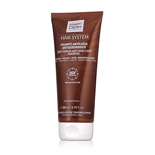 Hair System 3GF Champú Anticaida Antiseborreico de Martiderm (10,64 euros).