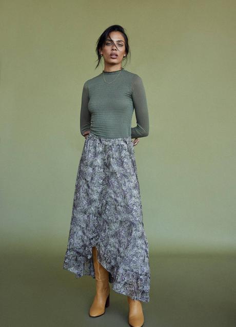 Imagen - Falda midi estampada con volantes