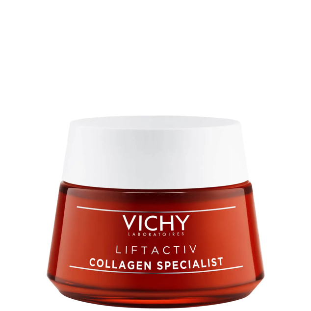 La crema de día Liftactiv Collagen Specialist ayuda a mejorar la producción de colágeno, mediante vitamina CG y biopéptidos protectores del colágeno. Es de Vichy. Precio: 41,95 €.