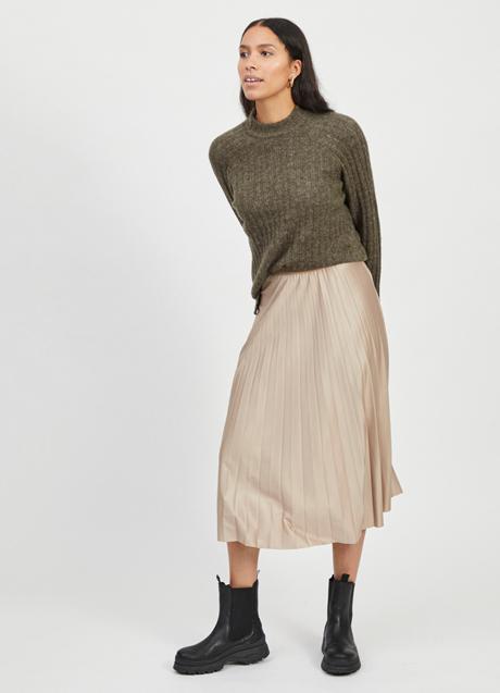 Imagen - Falda midi de tablas metalizada de Vila, 39,99€.