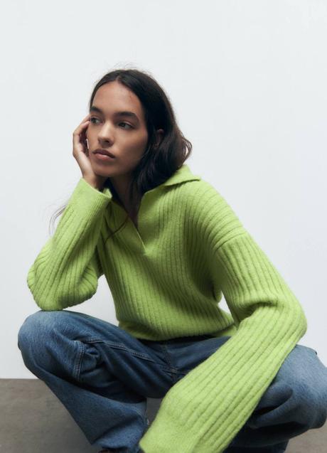 Imagen - Jersey de canalé con cuello polo