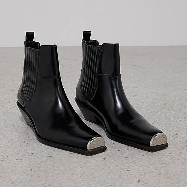 Botines cowboy negros con punta metálica