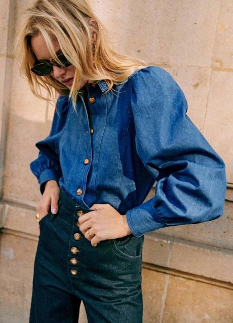 Imagen - Camisa denim con manga abullonada