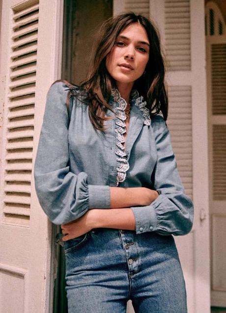 Imagen - Camisa denim con detalles festoneados bordados