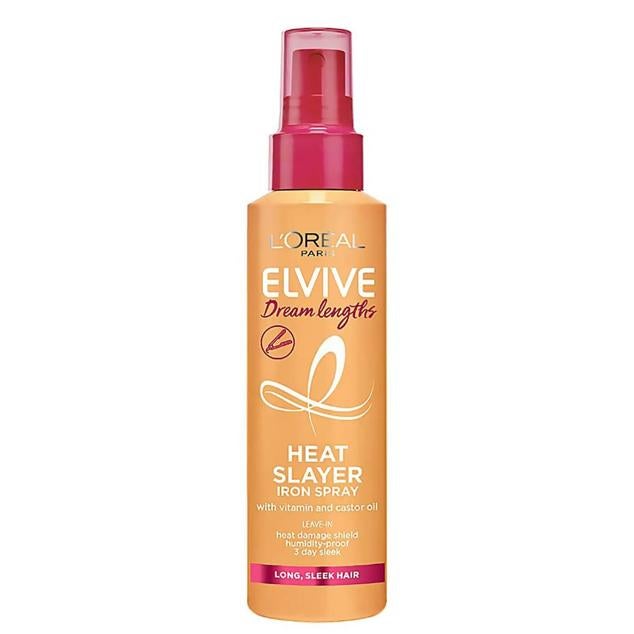 Elvive Dream Lengths Heat Slayer de L'Oréal Paris ofrece una protección de la fibra capilar hasta 230° C, suaviza, controla el encrespamiento y la elasticidad estática, promueve el movimiento y aumenta el brillo gracias al aceite de ricino que también hidrata y fortalece en profundidad. Cómpralo aquí